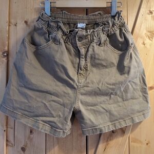 Time and Tru Olive Paperbag Waist Casual Shorts